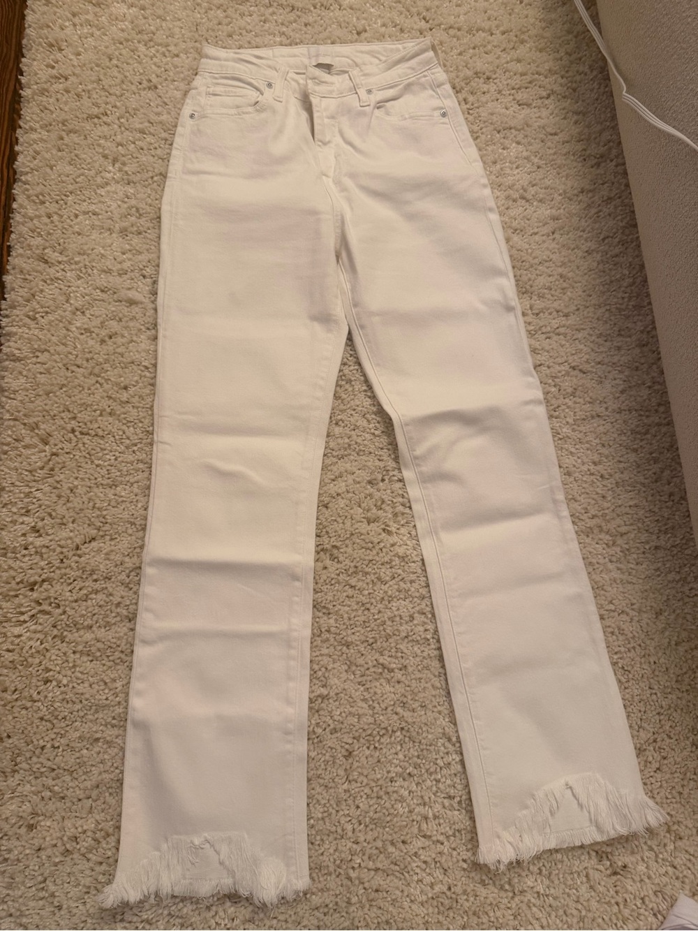 Jonathan Simkhai White Frayed-Hem slim straight Leg Jeans